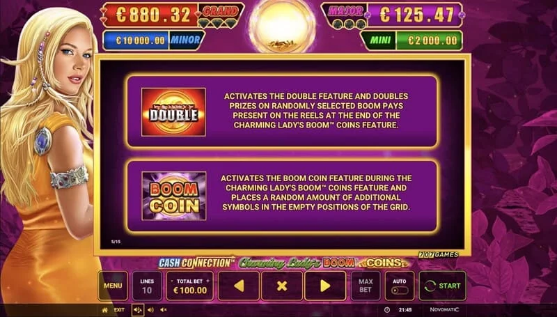 Cash Connection - Charming Lady's Boom Coins - Boom Coin ที่ติดอยู่พร้อมตัวคูณ